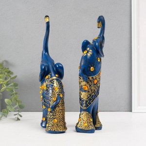 Набор фигурок полистоун «Синие слоны с оранжевыми стразами», 2 шт., 28.5x21x8.3 см