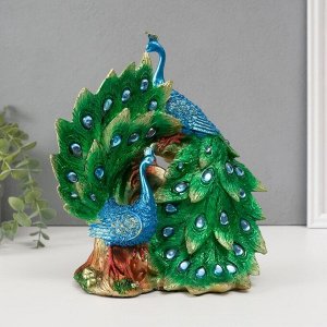 Фигурка полистоун «Два зелёных павлина», стразы, 25.5x14x24 см