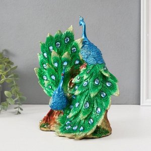 Фигурка полистоун «Два зелёных павлина», стразы, 25.5x14x24 см