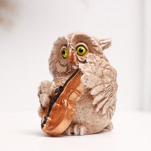 Фигура гипс «Сова-скрипач», коричневая, 8x6x6 см