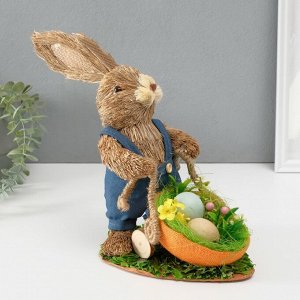 СИМА-ЛЕНД Фигурка «Зайка в комбинезоне везёт тележку с яичками», 21x14.5x30.5 см
