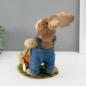 СИМА-ЛЕНД Фигурка «Зайка в комбинезоне везёт тележку с яичками», 21x14.5x30.5 см