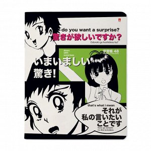 Тетрадь 48л., КЛЕТКА, А5АЛЬТ скоба, матовая ламинация, MANGA ANIME,  1 шт, 7-48-1241