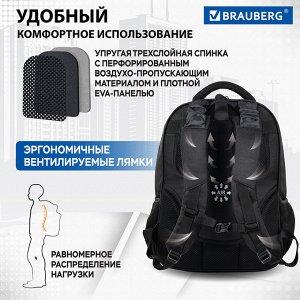 Рюкзак BRAUBERG FUNCTIONAL с отделением для ноутбука, 3 отд, нагр.ремешок, Relax, 46х35х25 см,224455