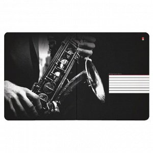 Тетрадь 48л., КЛЕТКА, А5АЛЬТ скоба, фольга, гибридный лак, бумага 70 г/м, JAZZ CAFE, 1 шт, 7-48-828