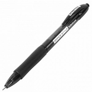 Ручка шариковая автоматическая с грипом, ЧЕРНАЯ, BRAUBERG OFFICE STYLE, 0,7мм, линия 0,35мм, 144212