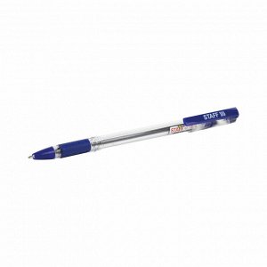 Ручка шариковая масляная с грипом СИНЯЯ, STAFF Basic OBP-11, узел 1 мм, линия 0,5 мм, 143744