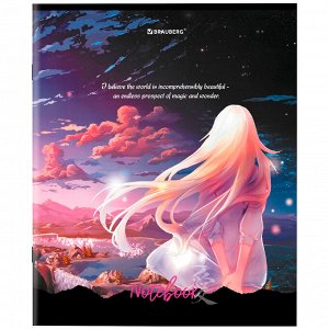 Тетрадь 80л., КЛЕТКА, А5 BRAUBERG скоба, обложка картон, Anime Girls, 1 шт, 404412