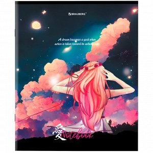Тетрадь 80л., КЛЕТКА, А5 BRAUBERG скоба, обложка картон, Anime Girls, 1 шт, 404412