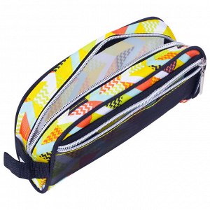 Пенал-косметичка BRAUBERG с ручкой, карман из сетки, полиэстер, Citrus, 20х6х9 см, 229274