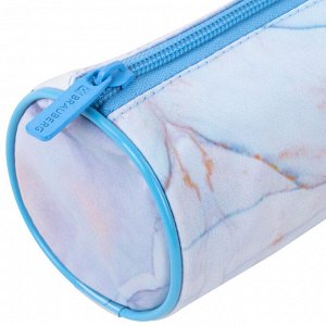 Пенал-тубус BRAUBERG, с эффектом Soft Touch, мягкий, Blue marble, 22х8 см, 271570