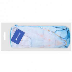 Пенал-тубус BRAUBERG, с эффектом Soft Touch, мягкий, Blue marble, 22х8 см, 271570