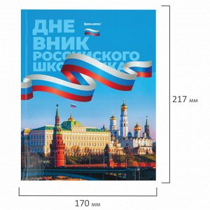 Дневник школьный 1-11 класс 40л, твердый, BRAUBERG, ламинация, цветная печать РОССИЙСКОГО ШКОЛЬНИКА-7, 106859