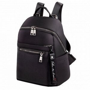 Рюкзак BRAUBERG PODIUM женский, карман-антивор, нейлон, черный, 32х26х15 см, 270815