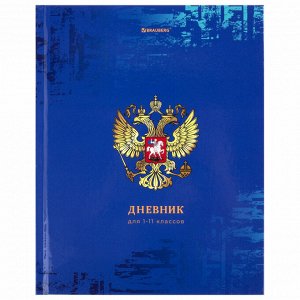 Дневник школьный 1-11 класс 40л, твердый, BRAUBERG, ламинация, цветная печать РОССИЙСКОГО ШКОЛЬНИКА-8, 106860