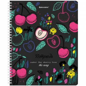 Тетрадь 96л, А5, КЛЕТКА, BRAUBERG гребень, глянцевая ламинация, Bright Fruits, 1 шт,404420