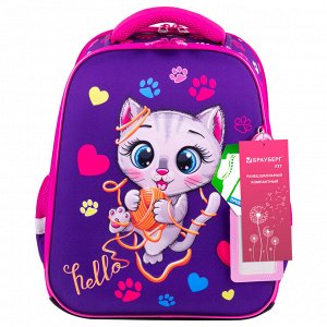Ранец (портфель школьный) BRAUBERG FIT, 2 отделения, Playing kitty, 3D панель, 38х27х14 см, 270615