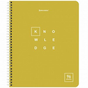 Тетрадь 96л, А5, КЛЕТКА, BRAUBERG гребень, обложка картон, Knowledge, 1 шт, 404421