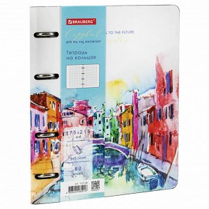 Тетрадь на кольцах 80л, А5 180х220мм, под кожу, BRAUBERG VISTA, Travel, 112136