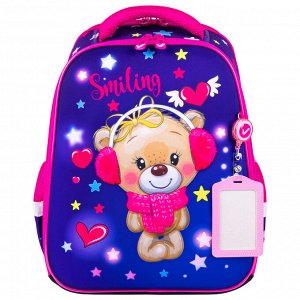 Ранец (портфель школьный) BRAUBERG FIT, 2 отделения, Smiling bear, 3D панель, 38х27х14 см, 270614