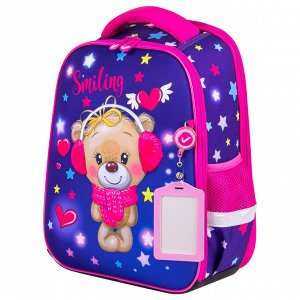 Ранец (портфель школьный) BRAUBERG FIT, 2 отделения, Smiling bear, 3D панель, 38х27х14 см, 270614