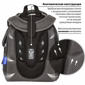 Ранец (портфель школьный) BRAUBERG PREMIUM, 2 отделения, с брелком, UFO, 38х29х16 см, 227815