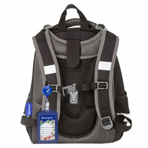 Ранец (портфель школьный) BRAUBERG PREMIUM, 2 отделения, с брелком, UFO, 38х29х16 см, 227815