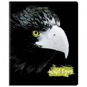 Тетрадь 48л., КЛЕТКА, А5BRAUBERG скоба, выборочный лак, Wild eyes, 1 шт,  404343