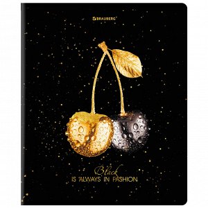 Тетрадь 48л., КЛЕТКА, А5BRAUBERG скоба, матовая ламинация, фольга, Black&Gold, 1 шт, 404370
