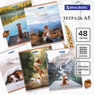 Тетрадь 48л., КЛЕТКА, А5BRAUBERG скоба, обложка картон, Best Friends, 1 шт, 404360