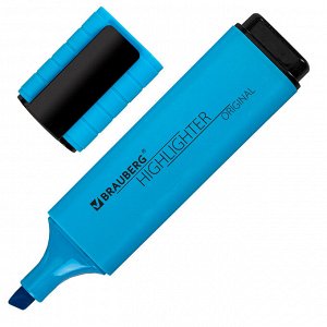 Текстовыделитель BRAUBERG "ORIGINAL NEON", ГОЛУБОЙ, линия 1-5 мм, 152214