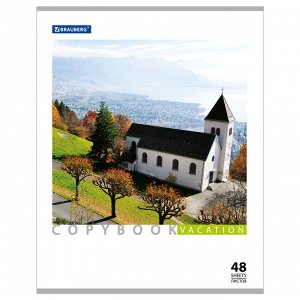 Тетрадь 48л., КЛЕТКА, А5BRAUBERG скоба, обложка картон, КАНИКУЛЫ, 1 шт, 401819