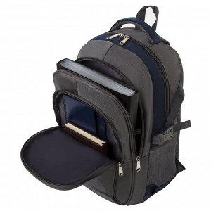 Рюкзак BRAUBERG URBAN универсальный, 2 отделения, MainStream 2, серо-синий, 45х32х19 см, 224446 (уцененный товар)