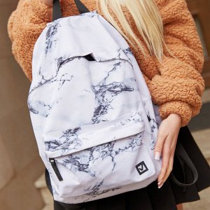 Рюкзак BRAUBERG СИТИ-ФОРМАТ универсальный, White marble, бело-черный, 41х32х14 см, 229886