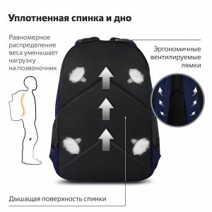 Рюкзак BRAUBERG DYNAMIC универсальный, эргономичный, синий, 43х30х13см, 270803