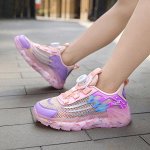 Детские кроссовки, сетчатые, с затягивающимися шнурками, цвет розовый