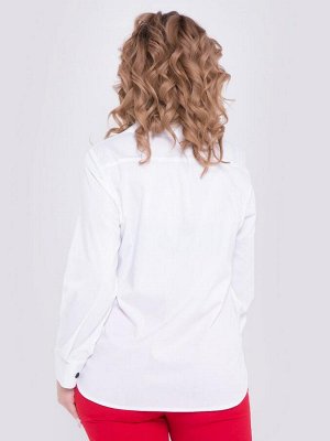Блузка Рубашка полуприлегающего силуэта из вискозной ткани белого цвета, с отделкой из репсовой ленты.
- однотонная расцветка
- V-образный вырез горловины с отложным воротником
- рукава втачные, дл