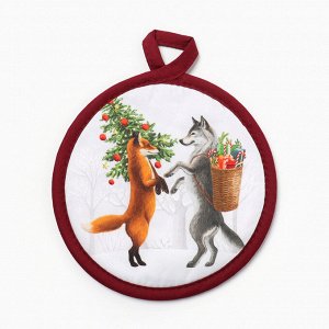 Прихватка Этель «Новый год» 17x17 см, 100% хлопок, саржа