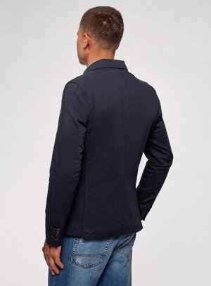 Пиджак приталенный с карманами синий
