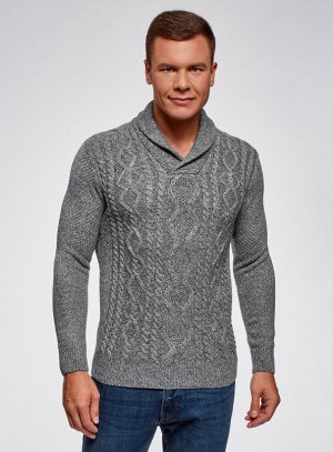 Пуловер фактурной вязки с отложным воротником