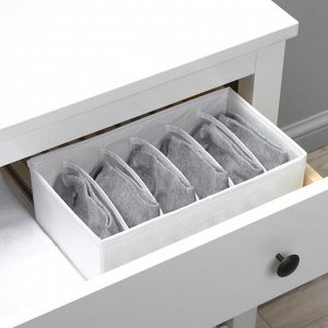 Органайзер для хранения белья LaDо́m, 6 ячеек, 28x16x10 см, белый