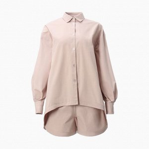 Комплект женский (рубашка, шорты) MINAKU: Oversize, серо-розовый