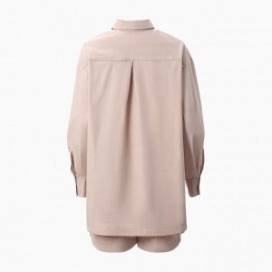 Комплект женский (рубашка, шорты) MINAKU: Oversize цвет серо-розовый