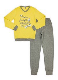 Желтый Яркая пижамка из плотного хлопкового трикотажного утепленного полотна. Модель декорирована светящимся в темноте рисунком на кофточке. Пижамка упакована в подарочную коробочку.
100% хлопок