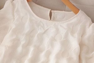 Блуза шифоновая из текстурной ткани, с круглым вырезом,  беж