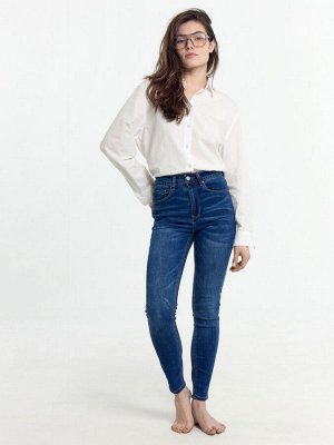 Брюки женские джинсовые skinny темно-синие