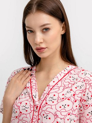 Комплект женский (жакет, шорты) розовый с медведями