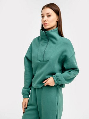 Комплект женский (джемпер, брюки) в пыльно-изумрудном цвете