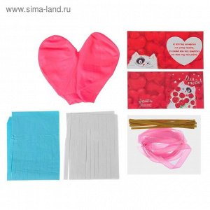 Воздушный шар "Сердце", 24", тассел лента, открытка, розовый