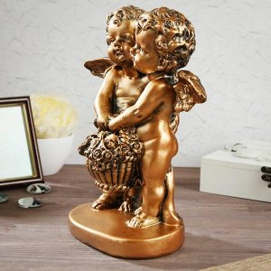 Статуэтка "Пара ангелов с корзиной цветов", бронзовый